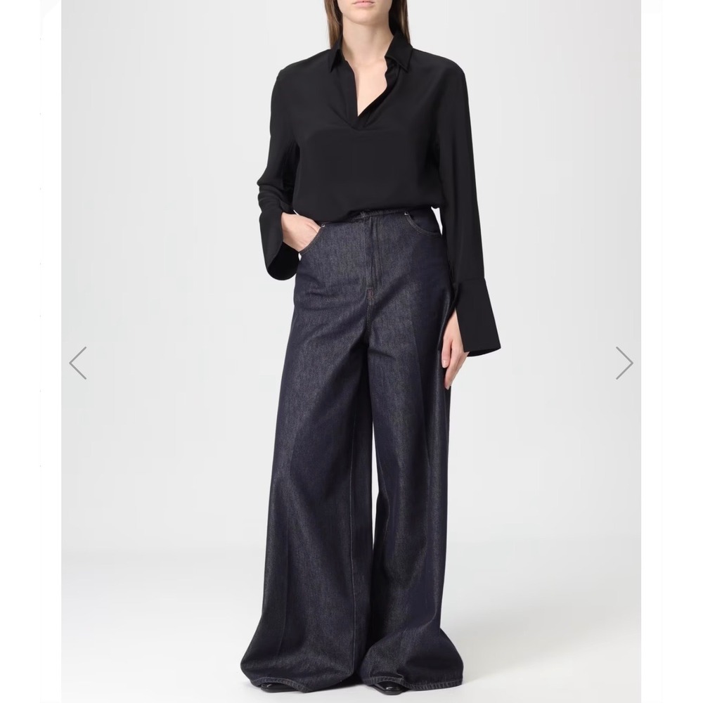 MaxMara Vega ultra wide leg denim jeans designer boho quiet luxury
